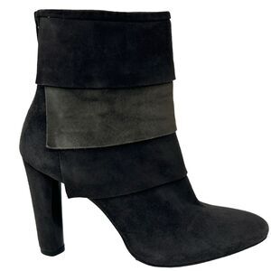 Stuart Weitzman Suede Ankle Boots Size 7N Gray Black High Heels Skirts Style